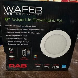 RAB‎ 6 inch Wafer  LED Recessed Down Light WFRL6R139FA120WS